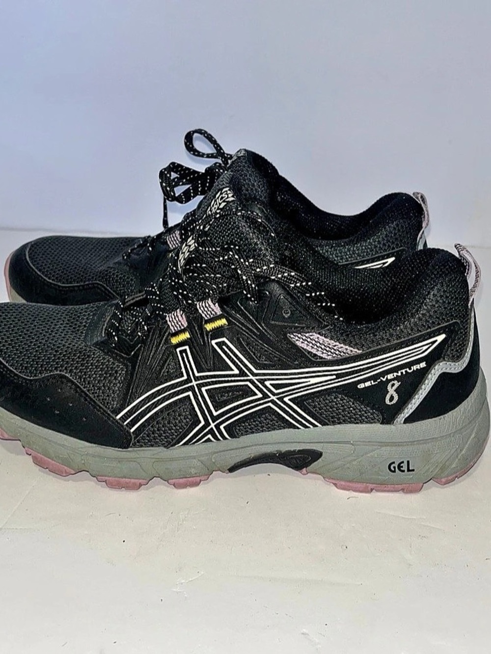 Asics Gel Venture 8 womens size 7 shoes black athletic trail running sneakers
